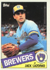 1985 Topps Baseball Cards      317     Jack Lazorko